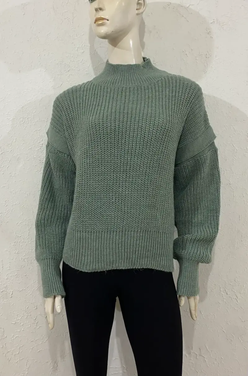 Suéter de punto verde oliva - 1