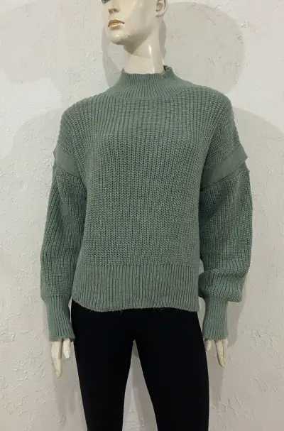 Suéter de punto verde oliva - miniatura 1
