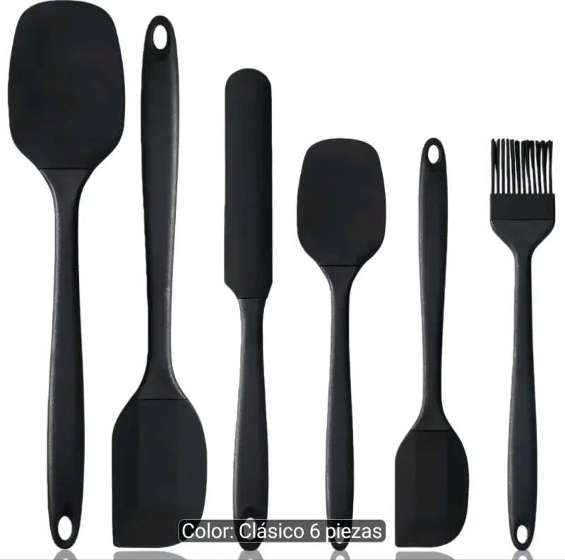 Juego de utensilios de silicona negro