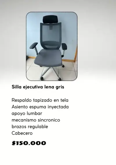 Silla ejecutiva gris con cabecero - miniatura 1