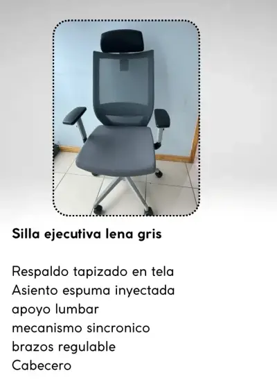 Silla ejecutiva gris con cabecero - miniatura 3