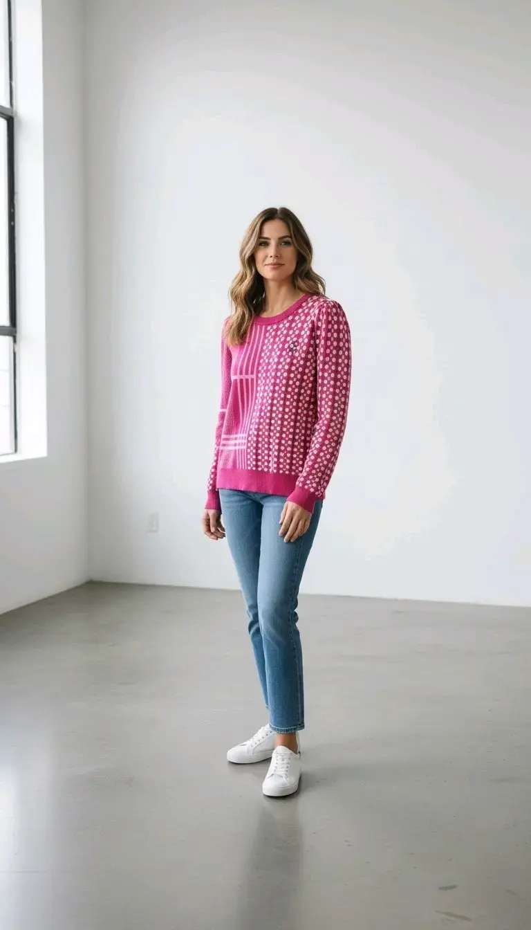 Sweater rosado con estampado