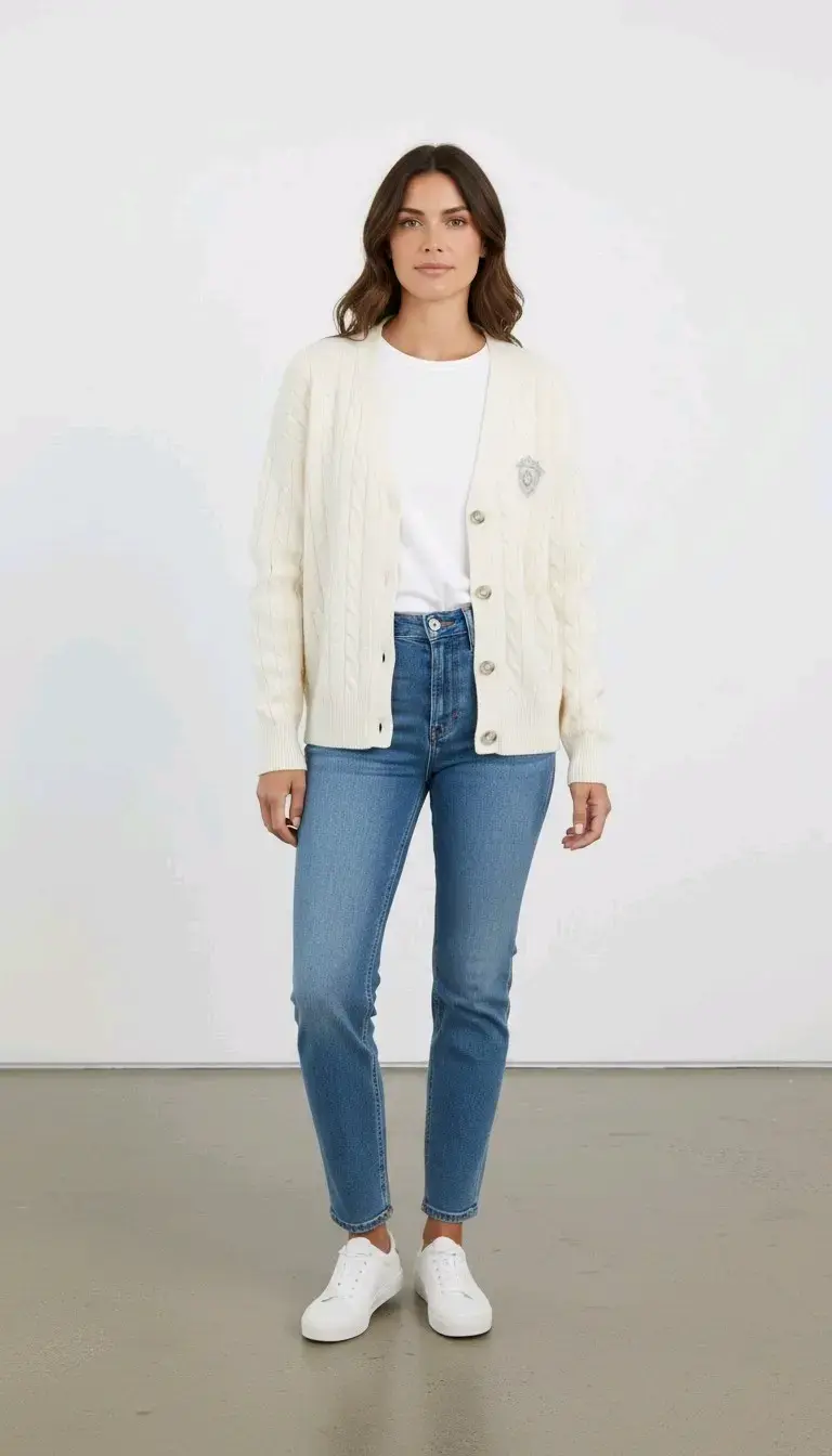 Cardigan de punto mantequilla