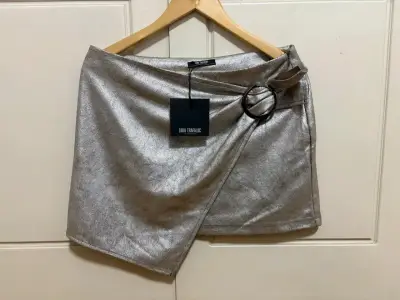 Mini falda plateada Zara - miniatura 1