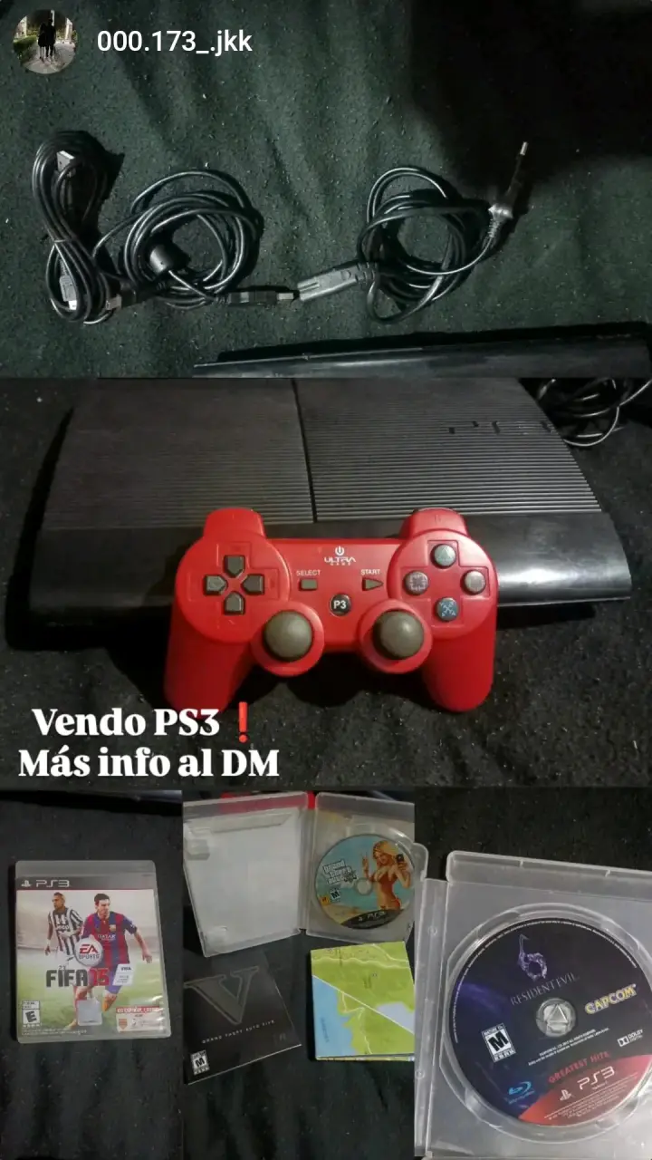 Consola PS3 con control y juegos - 1