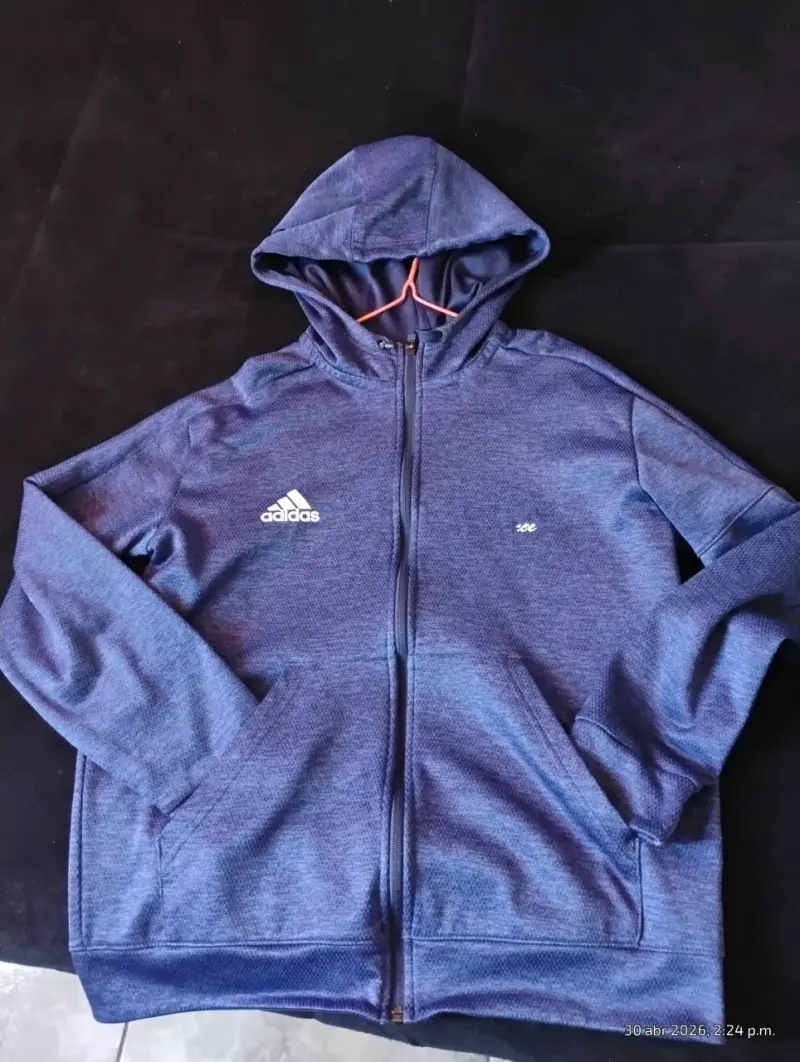 Polerón Adidas azul con capucha - 1