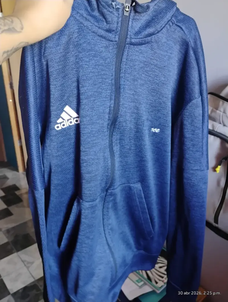 Polerón Adidas azul con capucha - 2