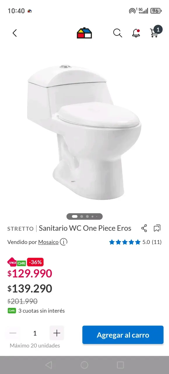 Sanitario WC One Piece Blanco - 1