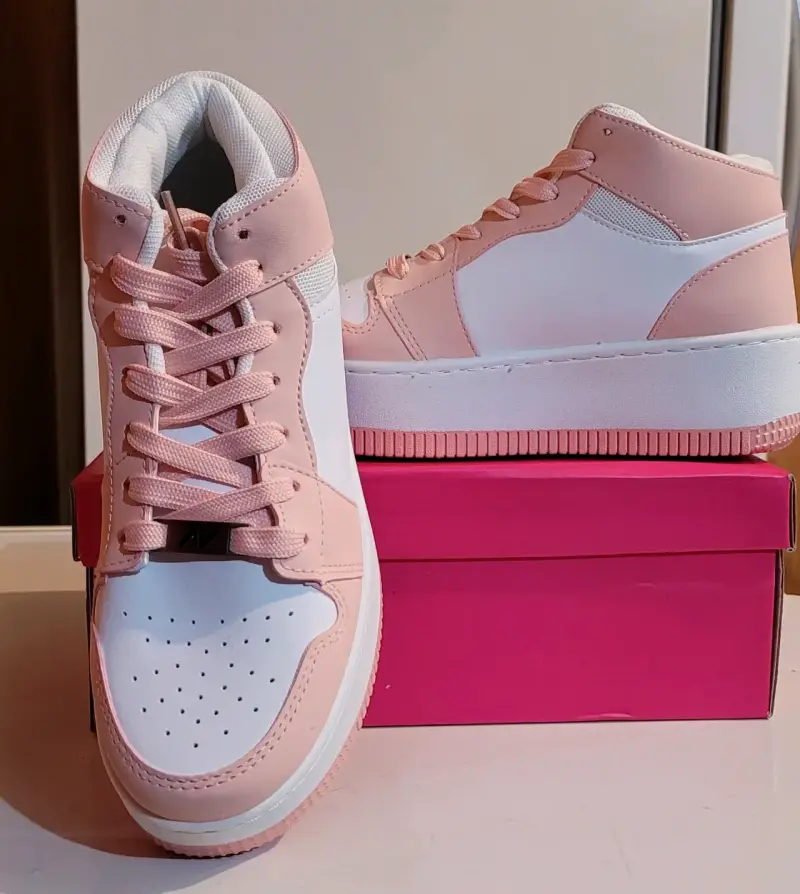 Zapatillas altas rosadas y blancas - 4