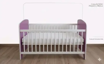 Cuna de bebé púrpura y blanca - miniatura 1