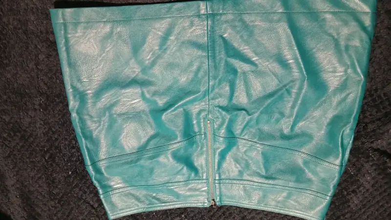 Mini falda cuero turquesa - 2