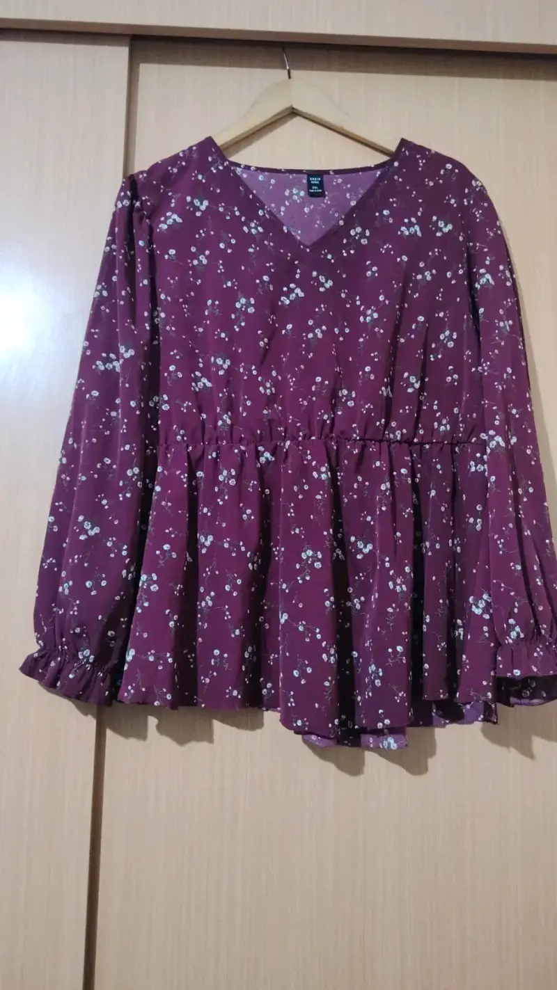 Blusa floreada burdeos 2XL - 2