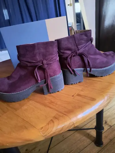 Botines burdeos con plataforma - miniatura 1