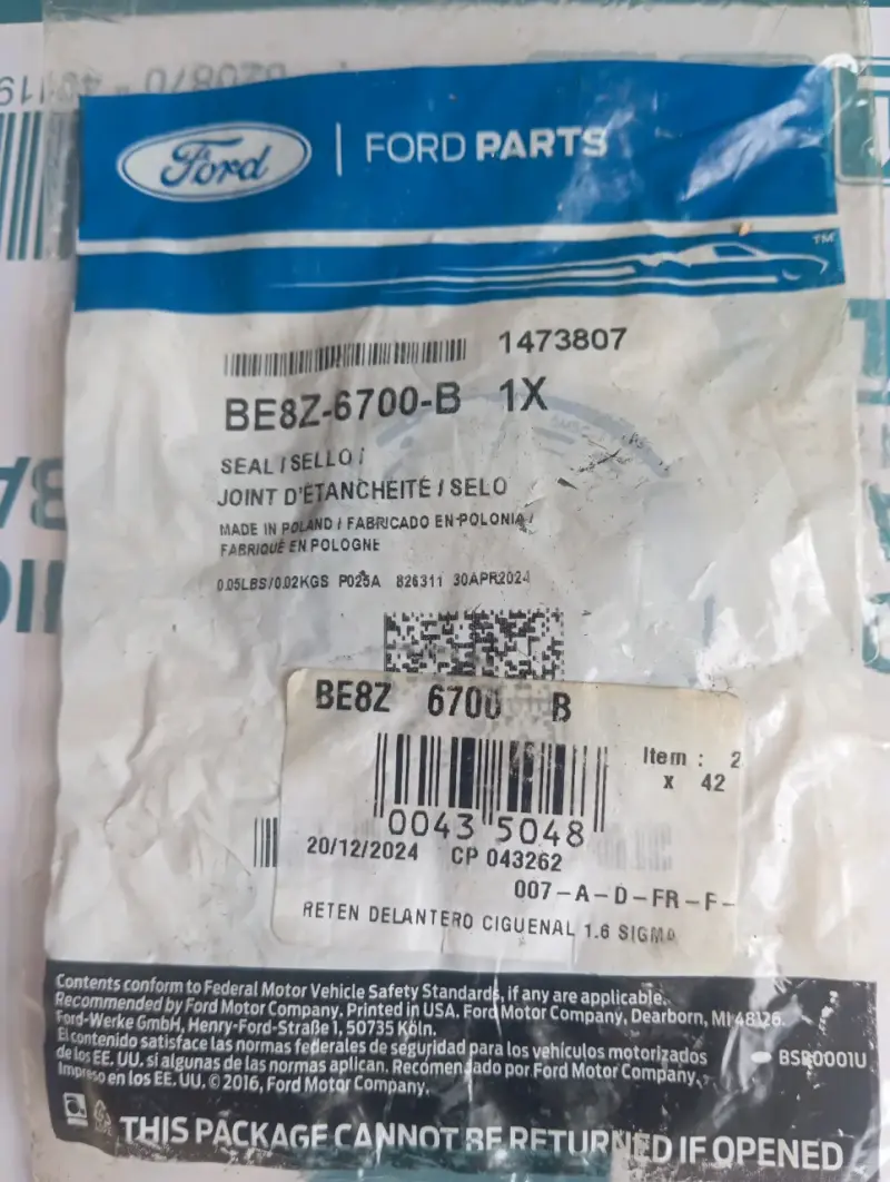 Retén Delantero cigüeñal Ford Fiesta/Ecosport - 1