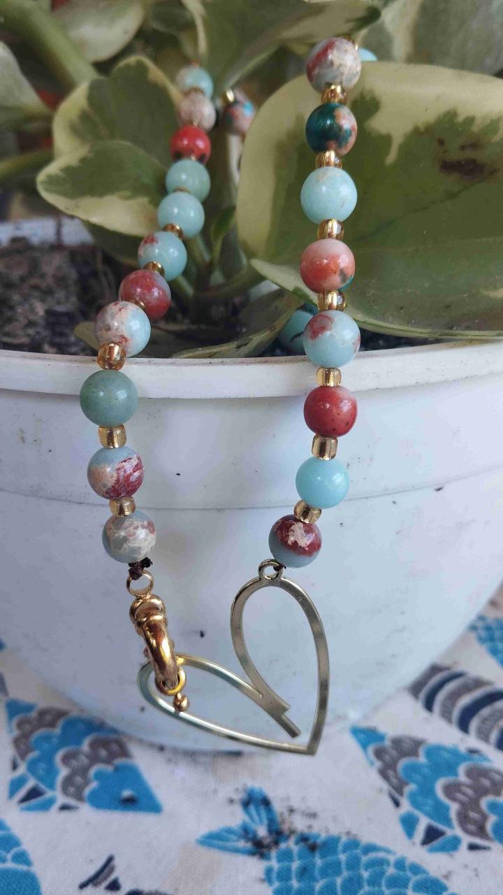Collar largo con cuentas de colores - 5