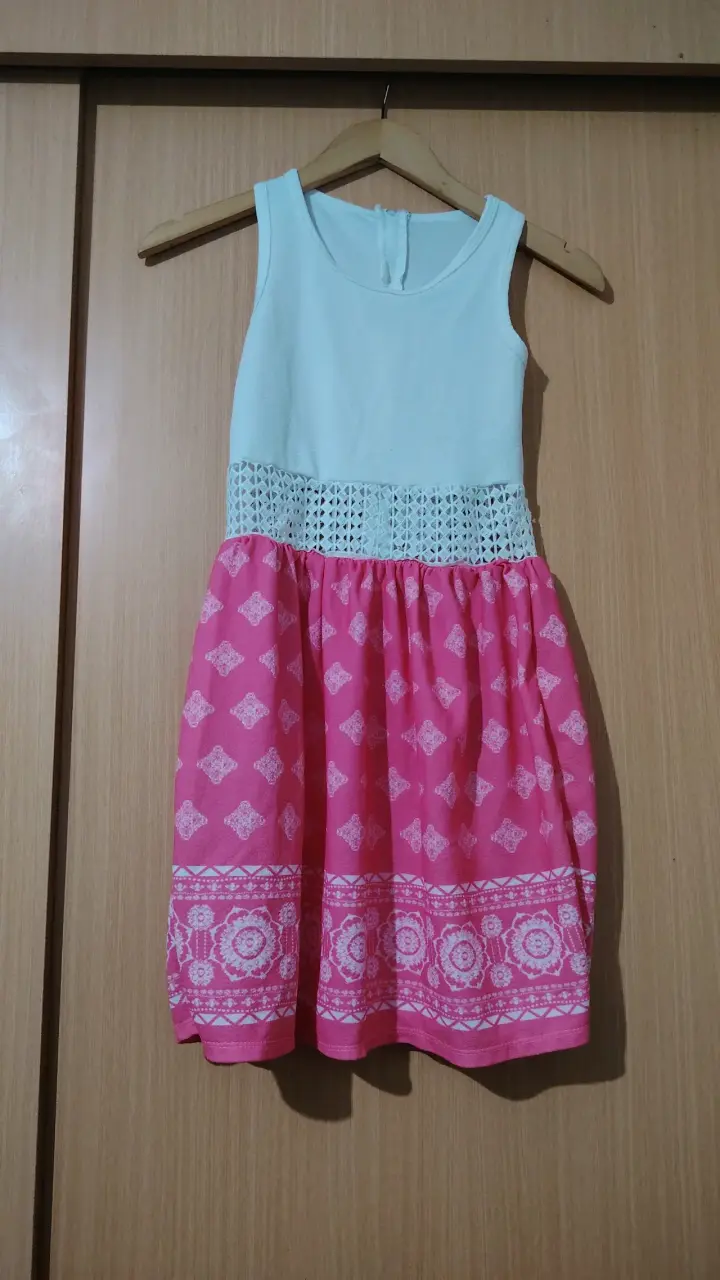 Vestido infantil rosa y celeste