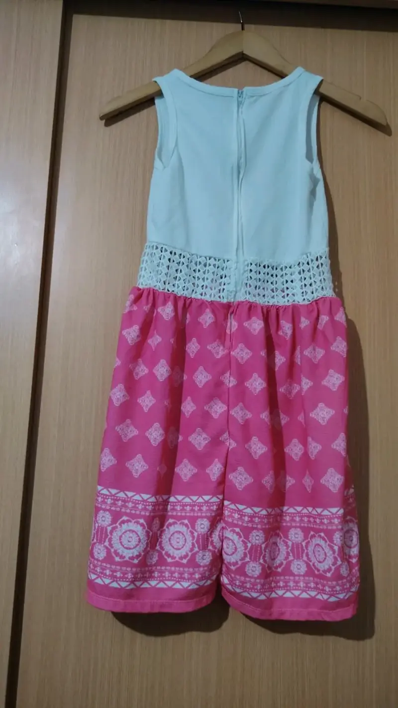 Vestido infantil rosa y celeste - 2