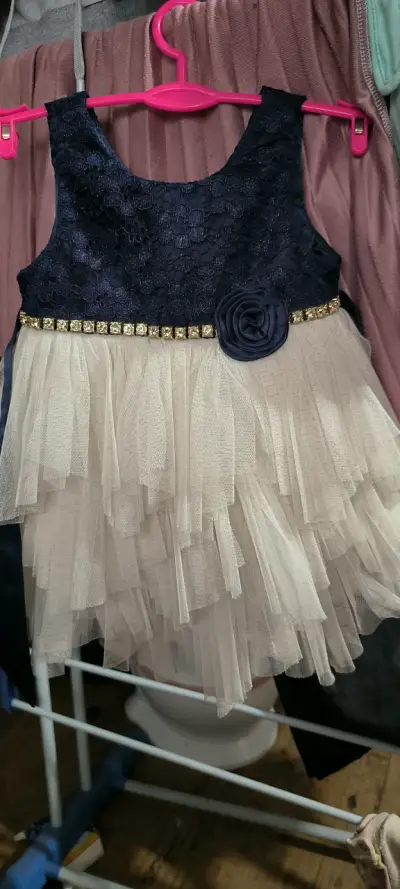 Vestido de niña azul con tul 12 meses - miniatura 1