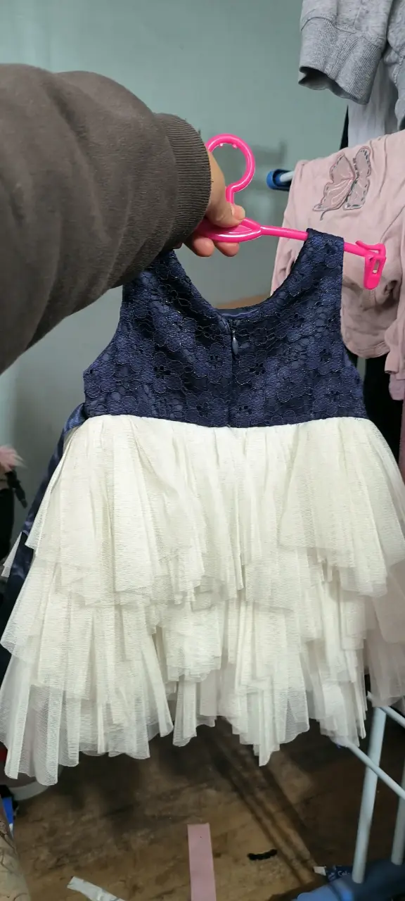 Vestido de niña azul con tul 12 meses - 2
