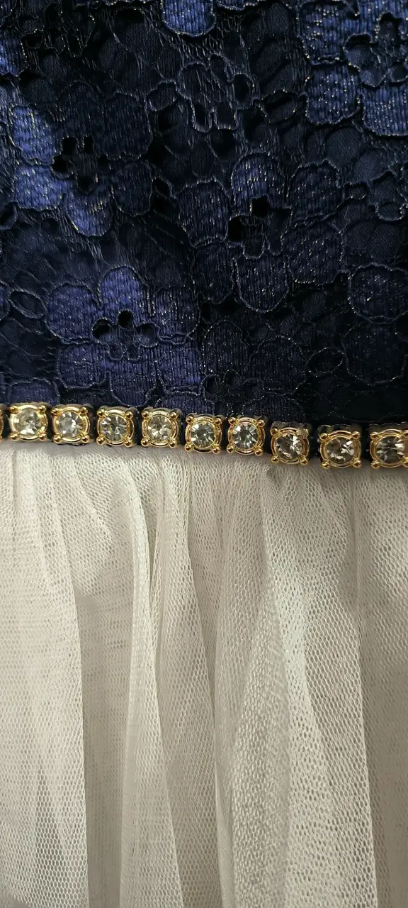 Vestido de niña azul con tul 12 meses - 4