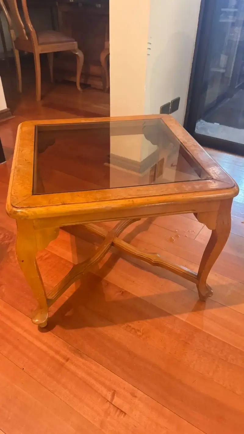 Mesa de centro madera y vidrio - 1