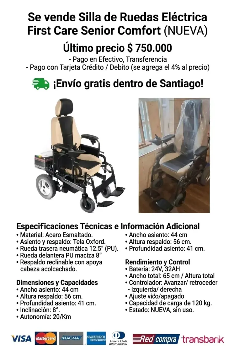 Silla de Ruedas Elect. First Care Senior Comfort