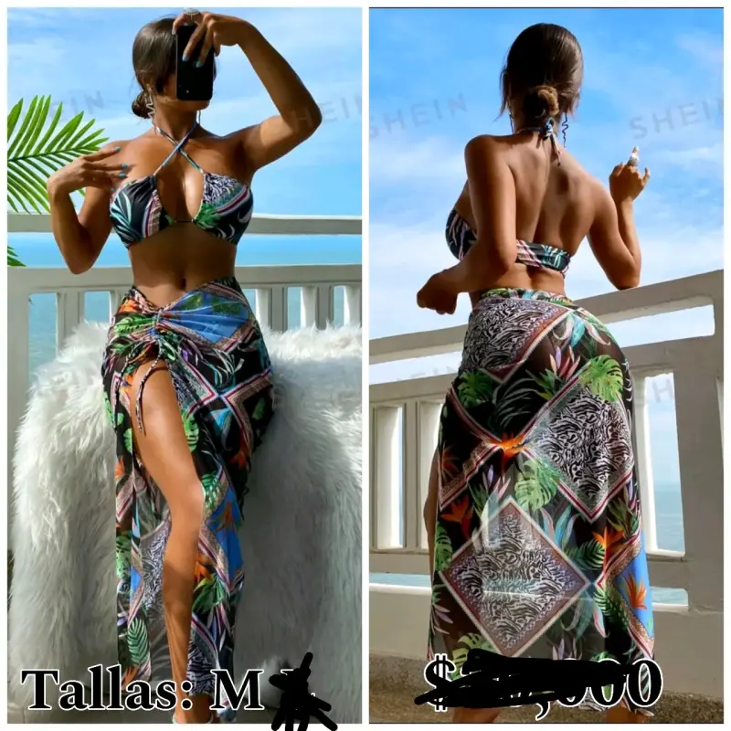 Conjunto tropical bikini y pareo