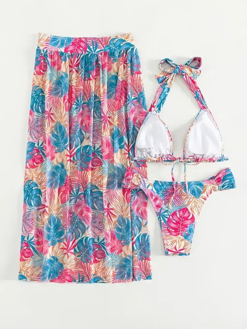 Bikini con falda estampada tropical - 2