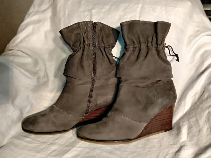 Botines de cuero con cuña - 2