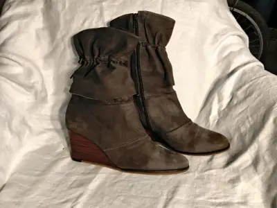 Botines de cuero con cuña - miniatura 3