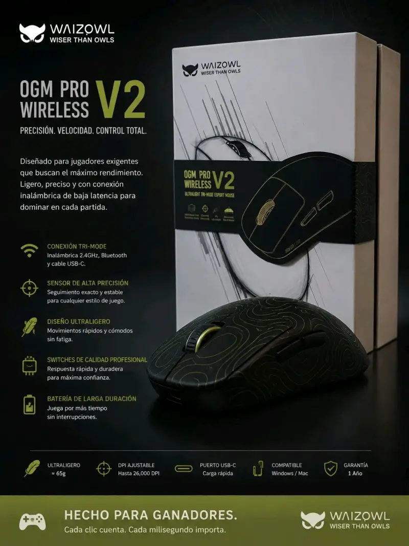 Mouse inalámbrico Waizowl Pro V2 - 1