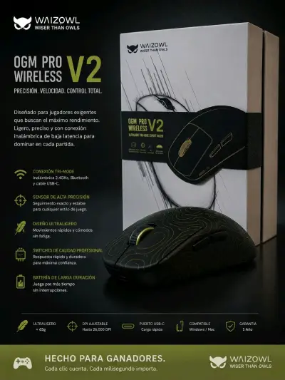 Mouse inalámbrico Waizowl Pro V2 - miniatura 1