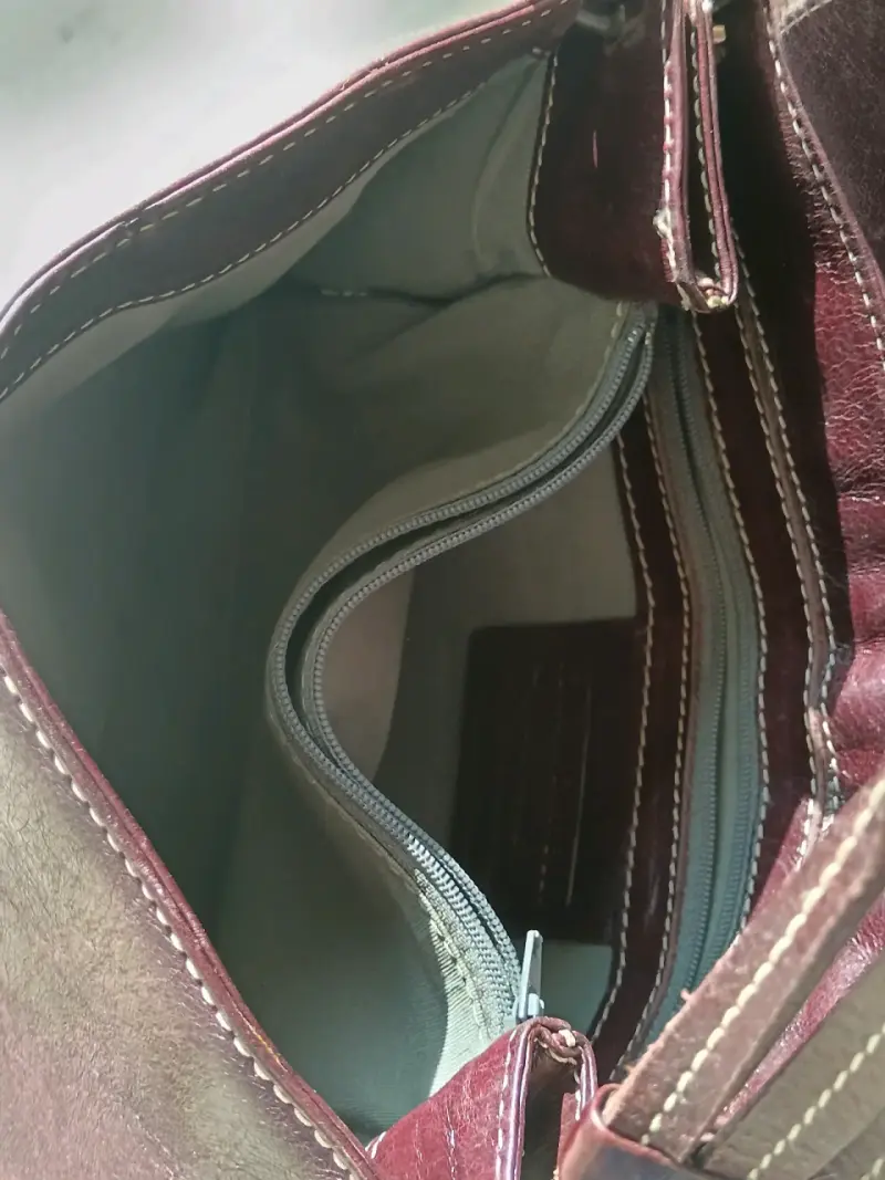 Cartera de cuero burdeo - 1
