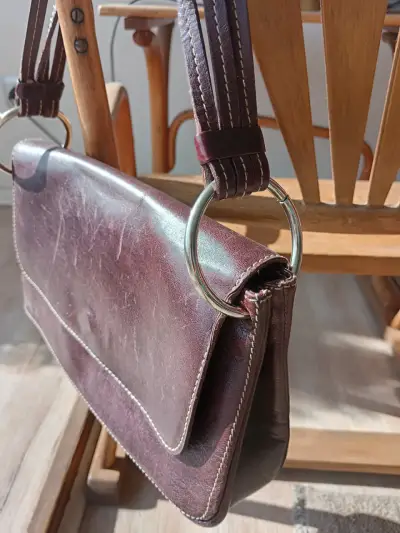 Cartera de cuero burdeo - miniatura 3