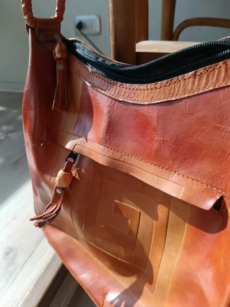 Cartera cuero naranja - 1
