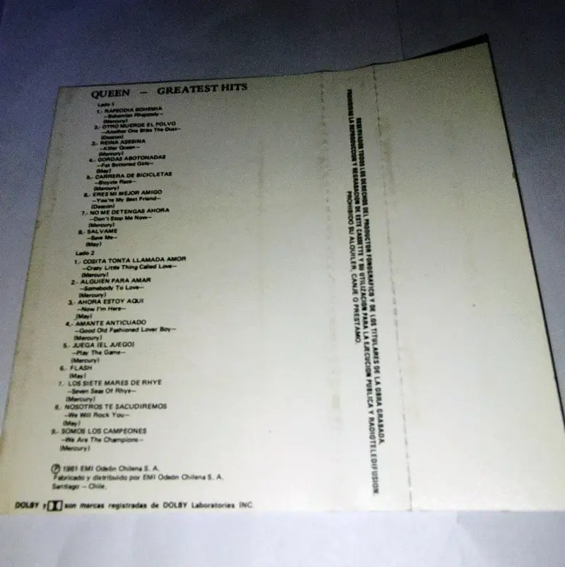 Cassette Queen - Greatest Hits cinta de cromo - 1