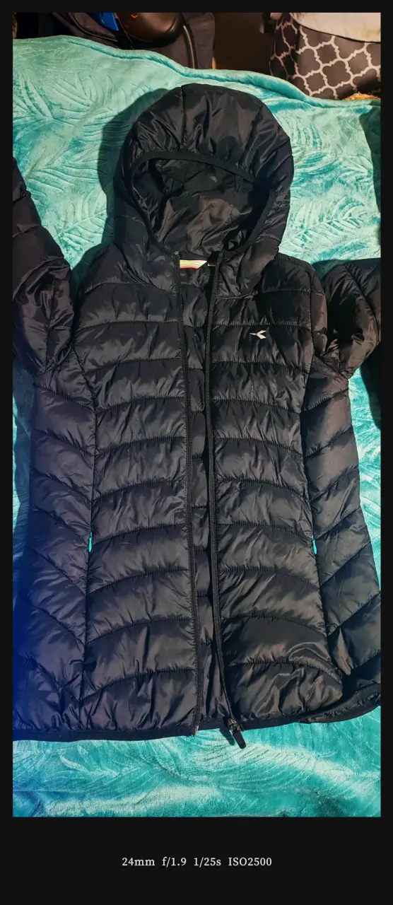 Chaqueta acolchada negra con capucha - 1