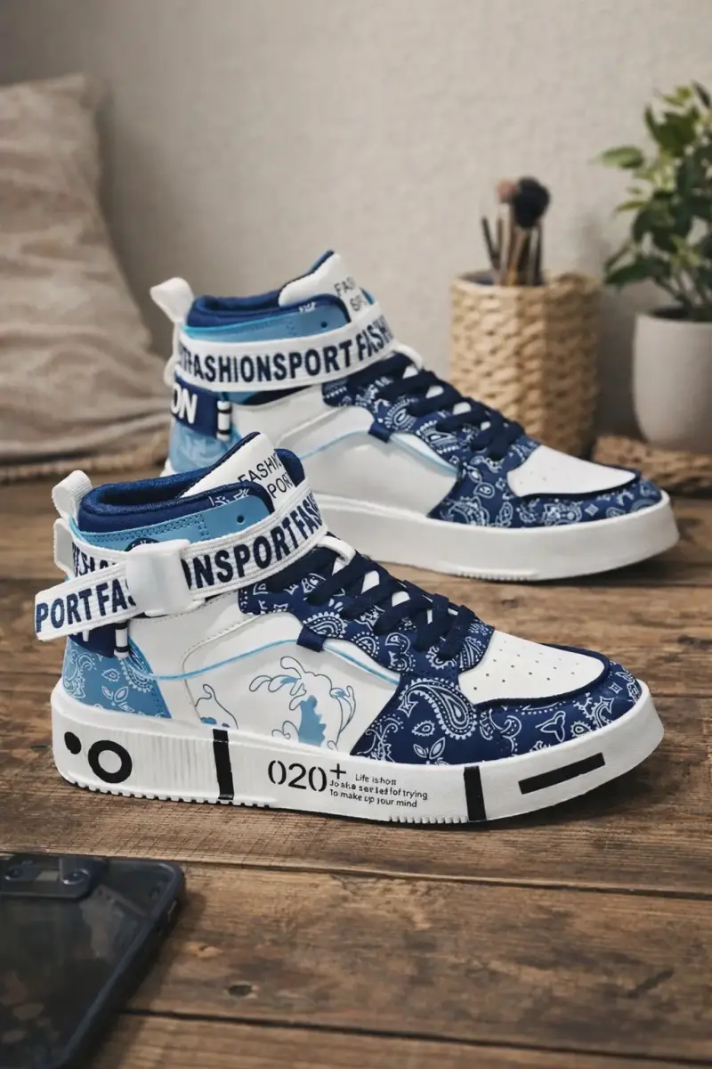 Zapatillas altas estilo deportivo azul - 1