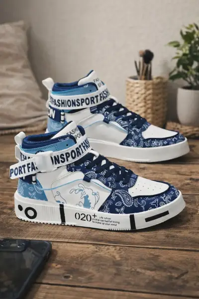 Zapatillas altas estilo deportivo azul - miniatura 1