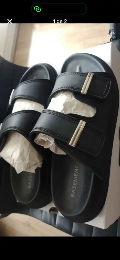 Sandalias negras de cuero talla 40 - miniatura 2