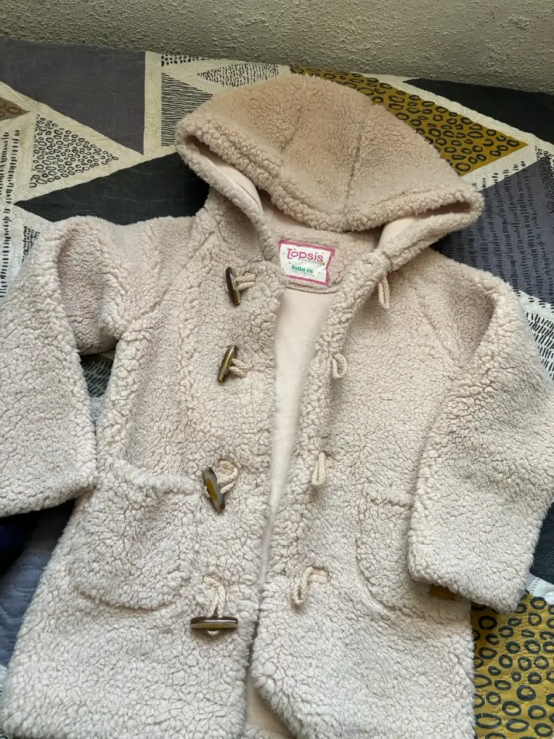 Abrigo niña tejido beige - 1