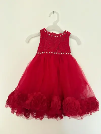 Vestido infantil rojo elegante LIMONADA 12 meses - miniatura 1