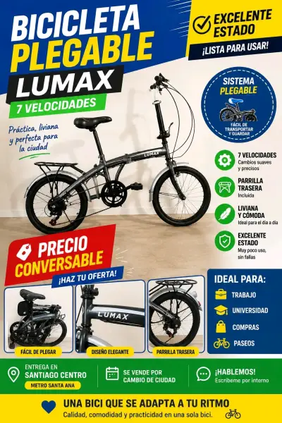 Bicicleta Plegable Lumax 7 Velocidades - miniatura 1
