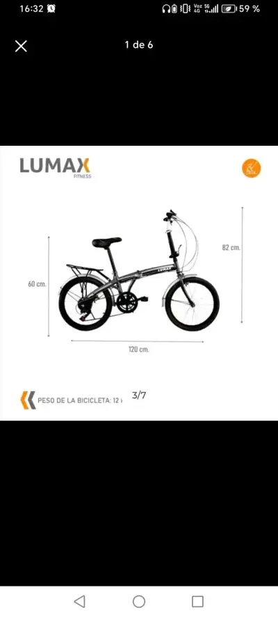 Bicicleta Plegable Lumax 7 Velocidades - miniatura 4