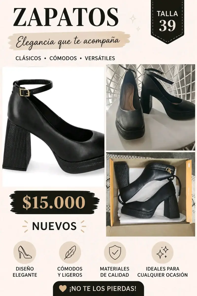 Zapatos de taco negro talla 39 - 1