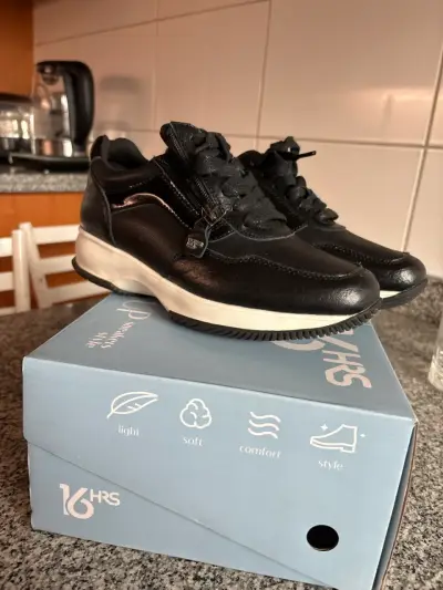 Zapatillas negras con cierre, talla 38, mujer, cue - miniatura 1