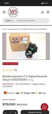 Bomba Inyectora 2.2 Original SsangYong ,Korando - 6