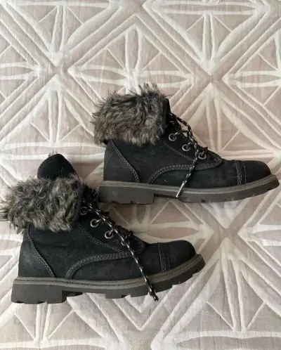 Botines de cuero negro con forro - miniatura 1