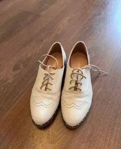Zapatos oxford blanco en cuero para mujer - miniatura 2