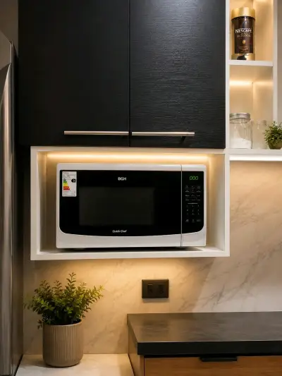 Repisero Mural para Microondas blanco de cocina - miniatura 3